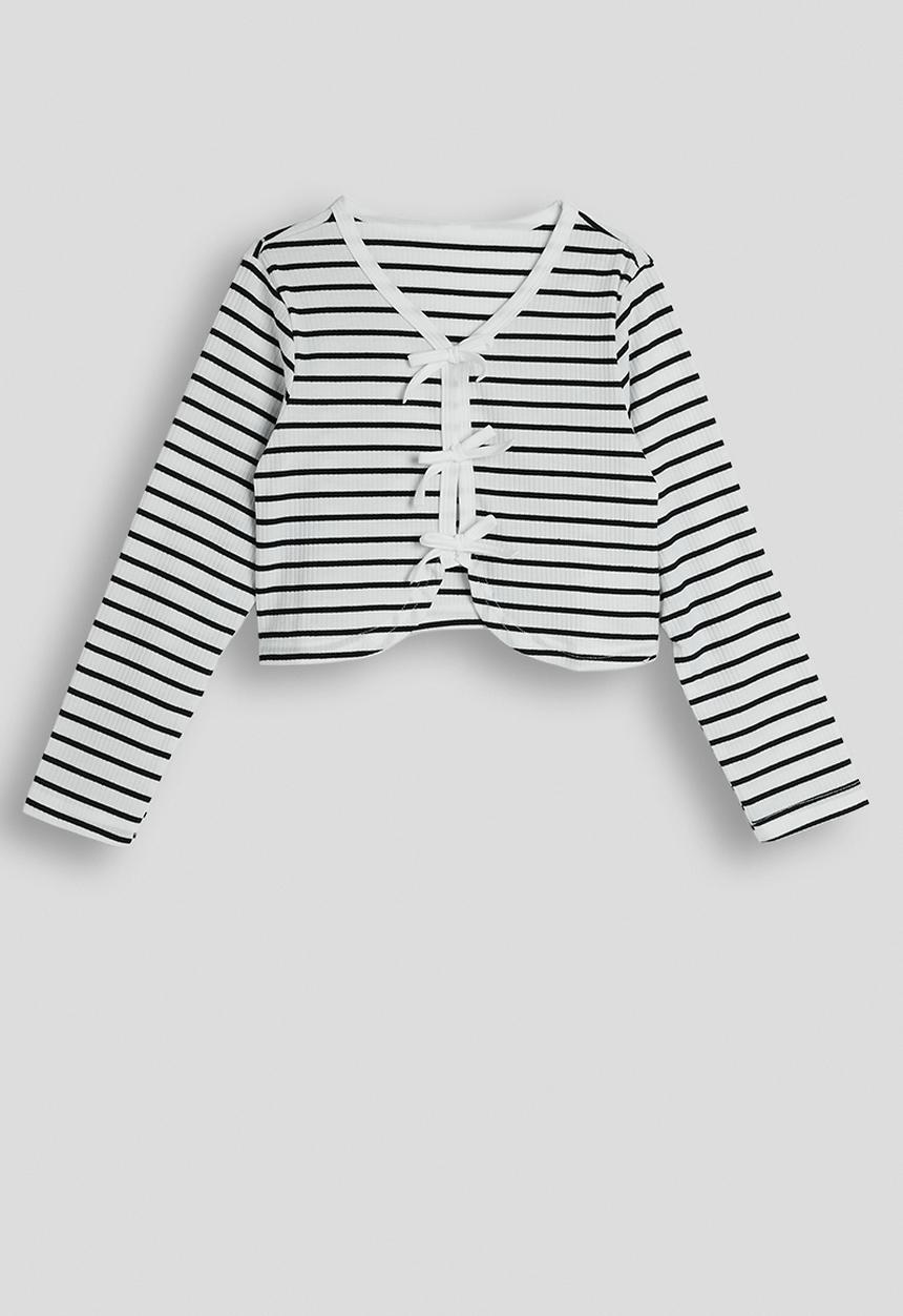 Pop Candy - Tie bow top and pants - black/white stripe