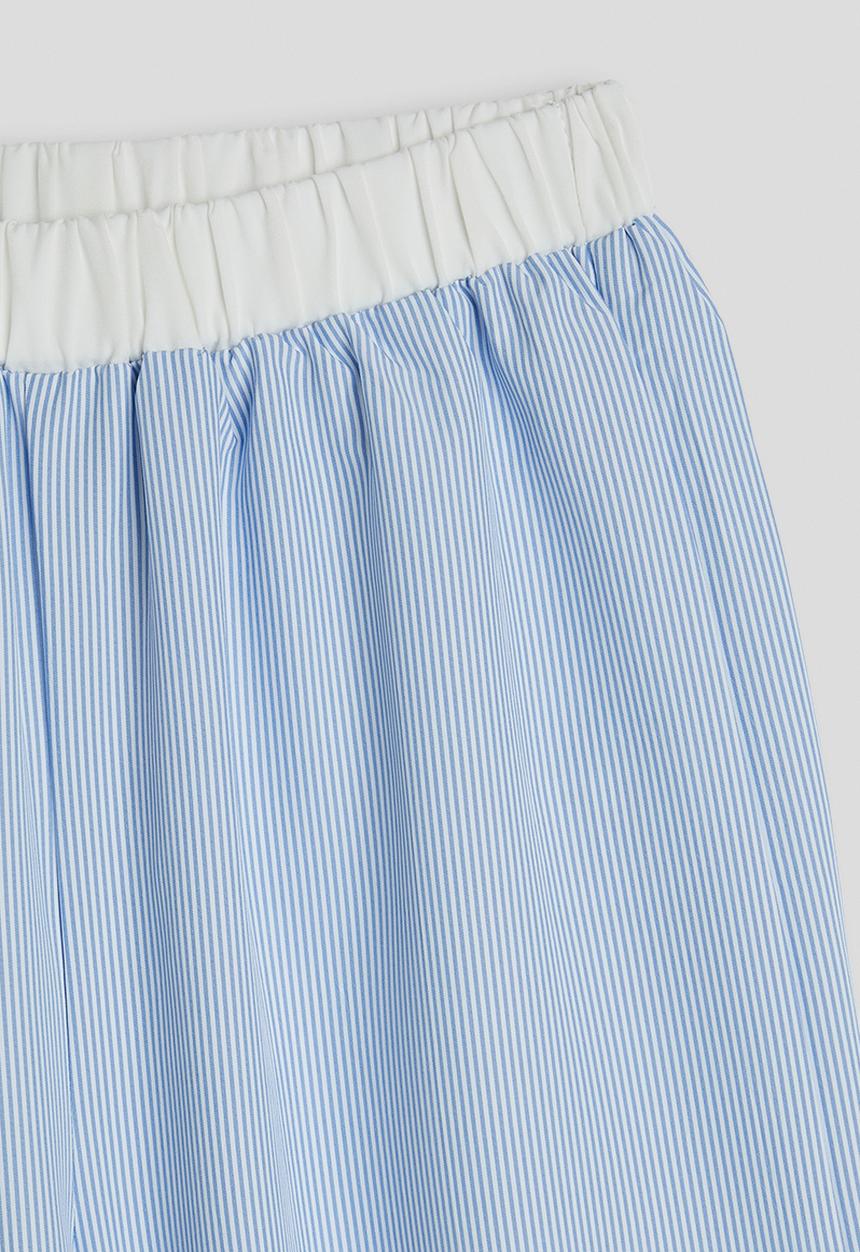 Pop Candy - Ruffle bow tee with pinstripe wide leg pants - white/blue