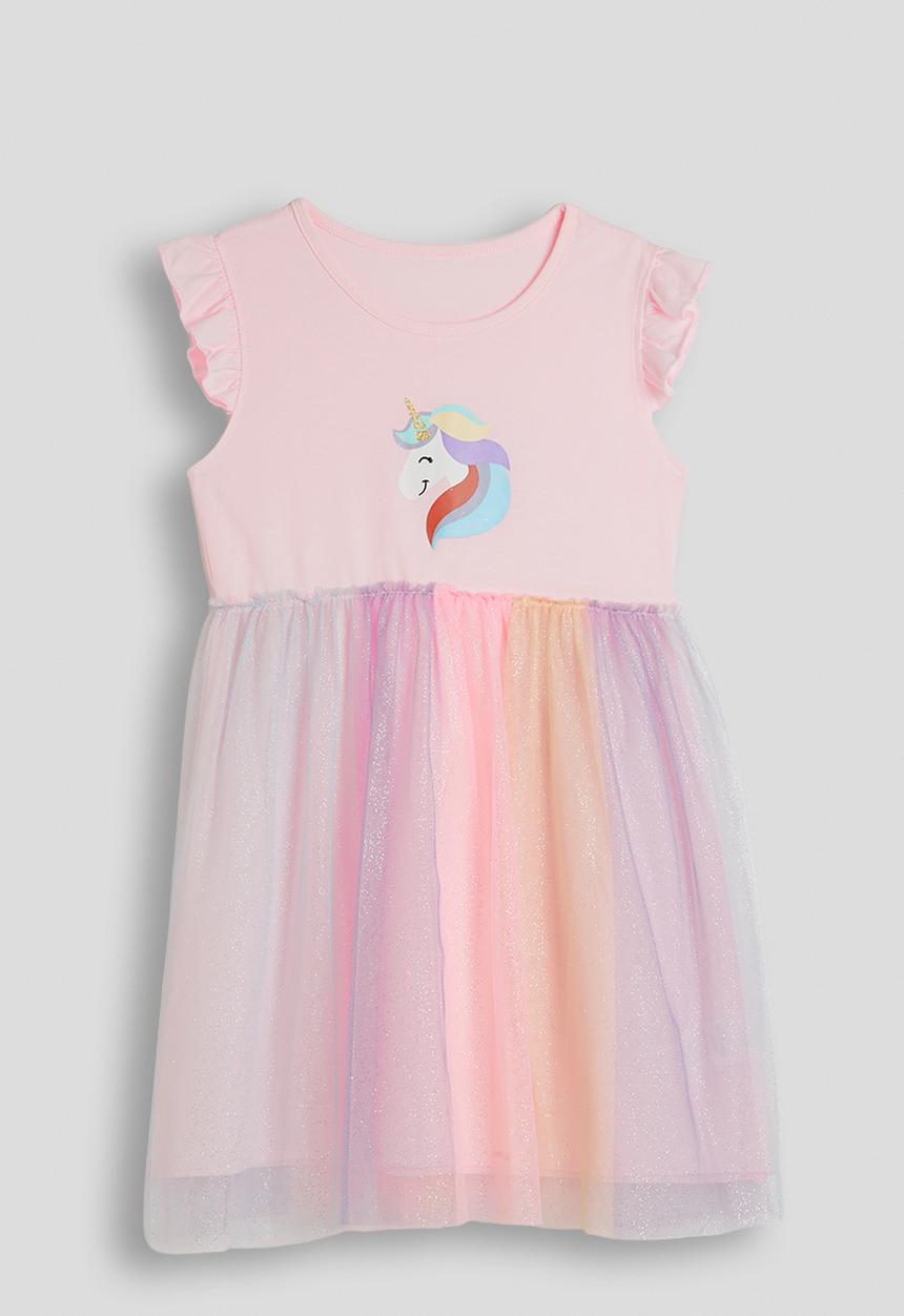 Pop Candy - Unicorn t-shirt dress with gradient tulle skirt - light pink/multi