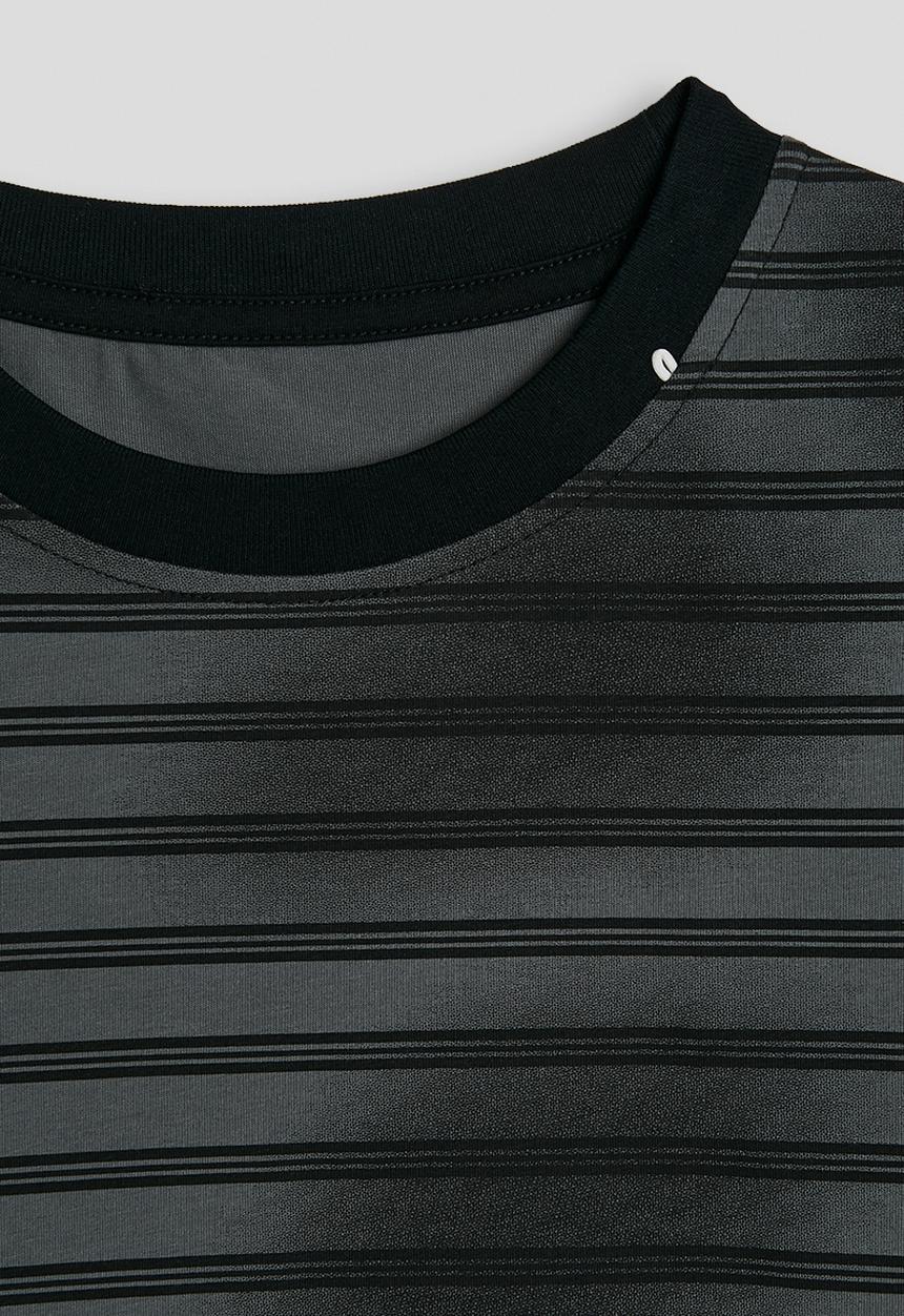 Pop Candy - Striped tee with denim cargo shorts - grey/black 