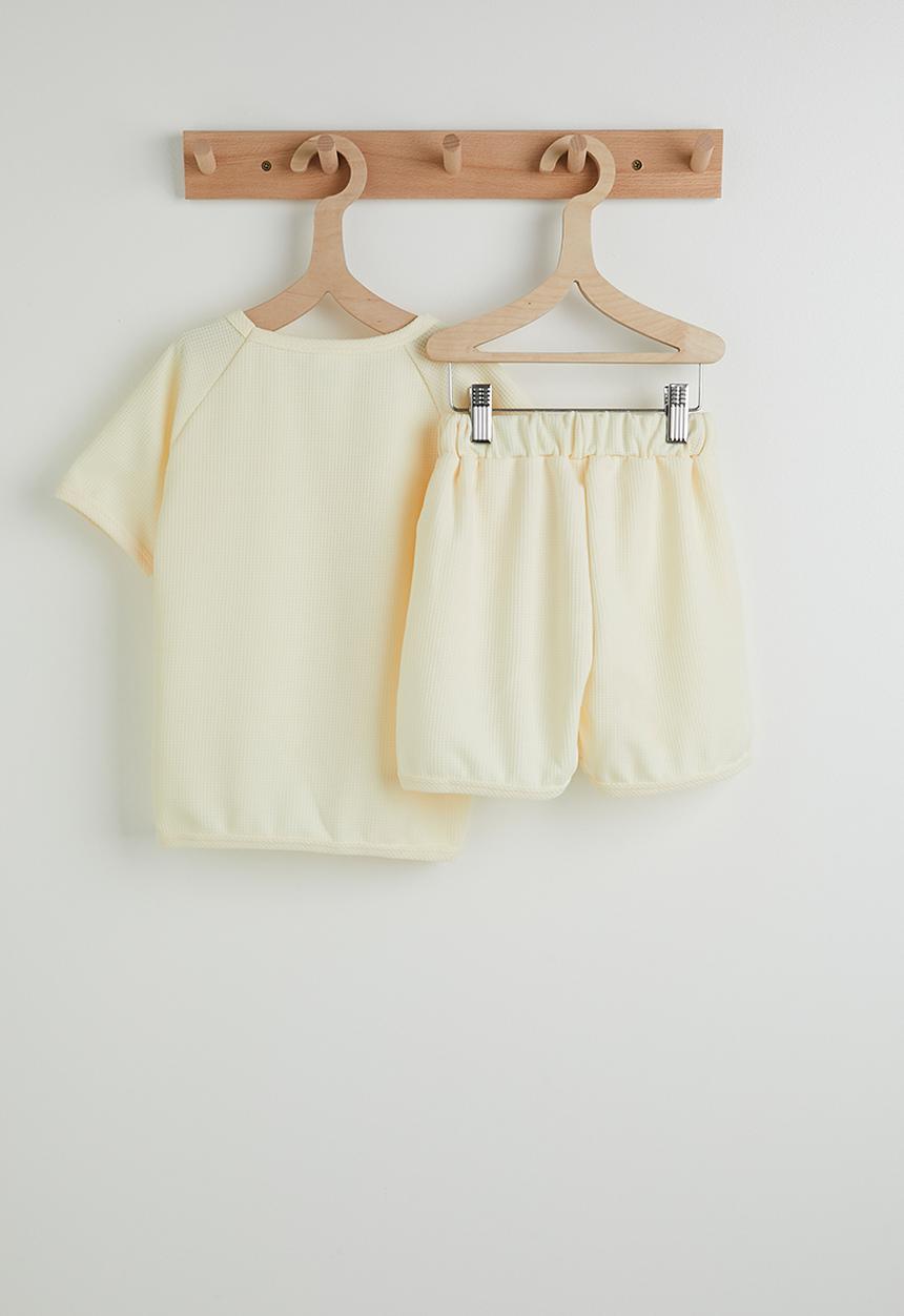 Pop Candy - Waffle knit tee and shorts - light yellow