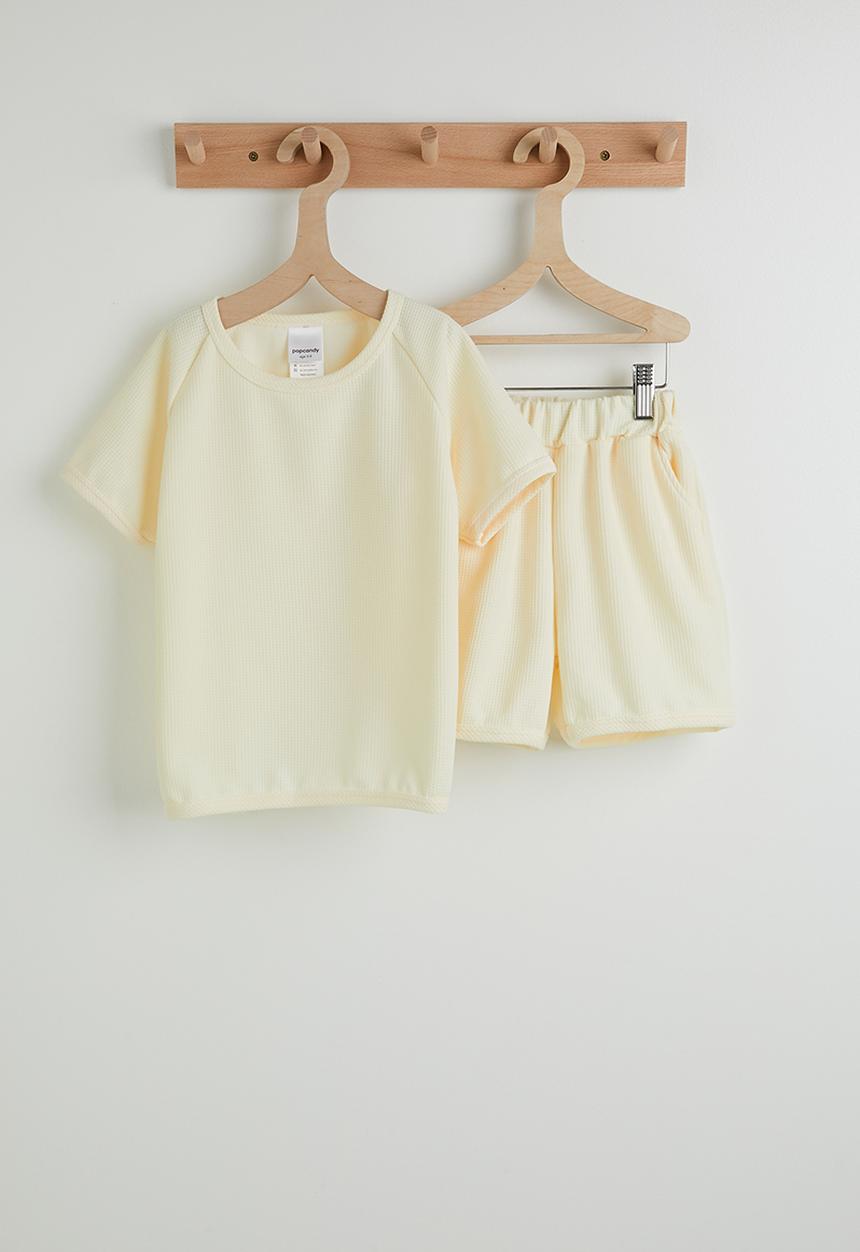 Pop Candy - Waffle knit tee and shorts - light yellow