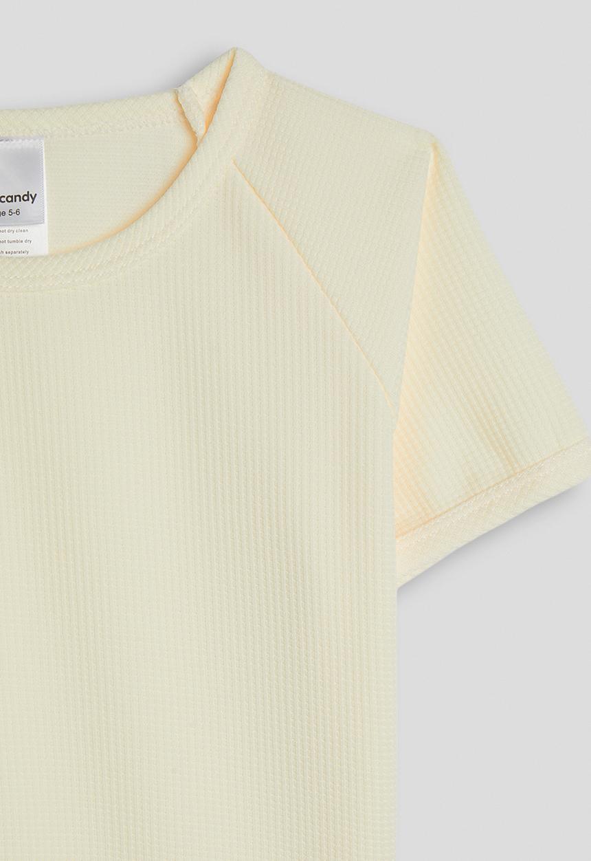 Pop Candy - Waffle knit tee and shorts - light yellow