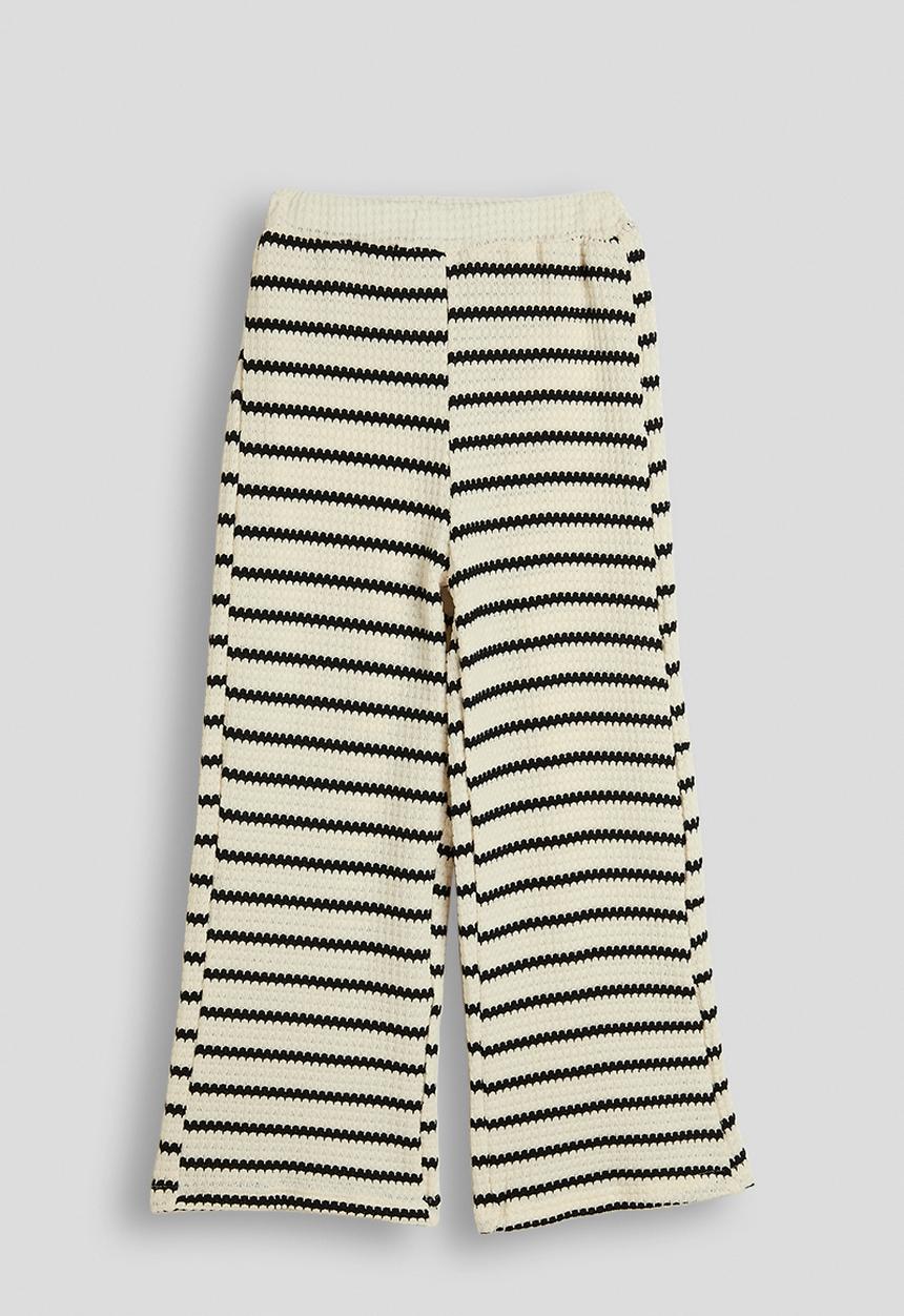 Pop Candy - Waffle knit lounge set - cream/black stripe