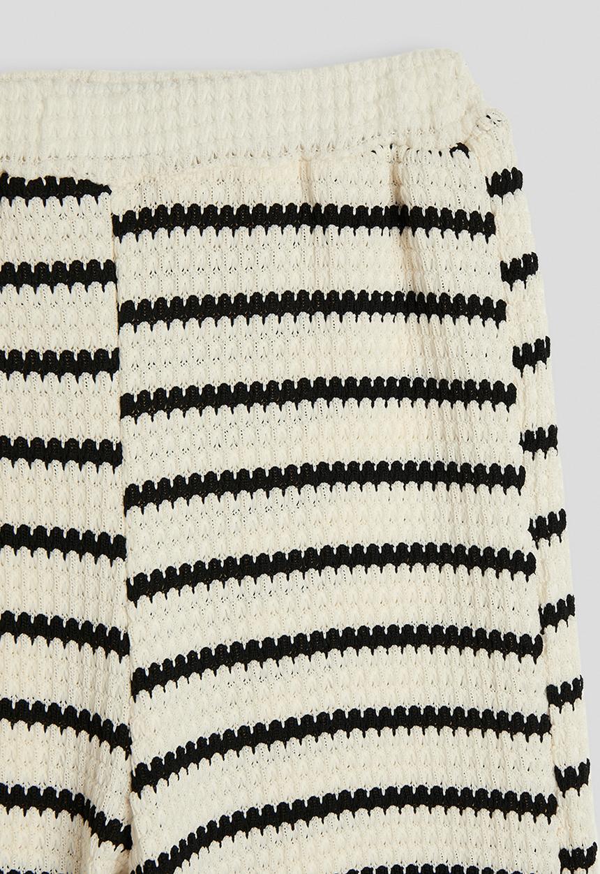 Pop Candy - Waffle knit lounge set - cream/black stripe