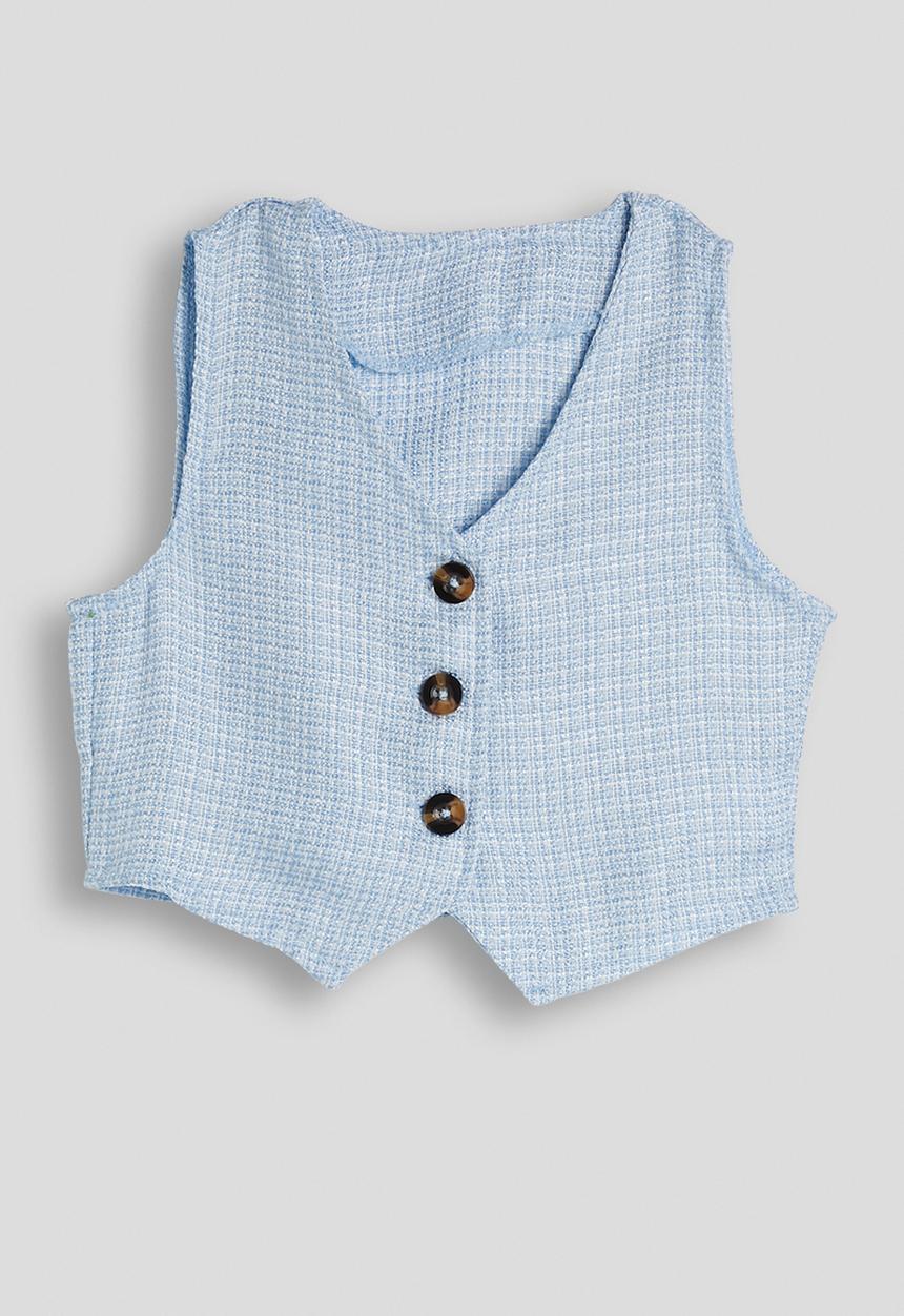 Pop Candy - Tweed waistcoat and shorts - light blue