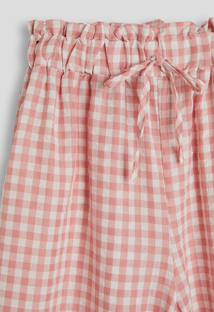 Pop Candy - Gingham wide leg paper bag pants - dusty pink