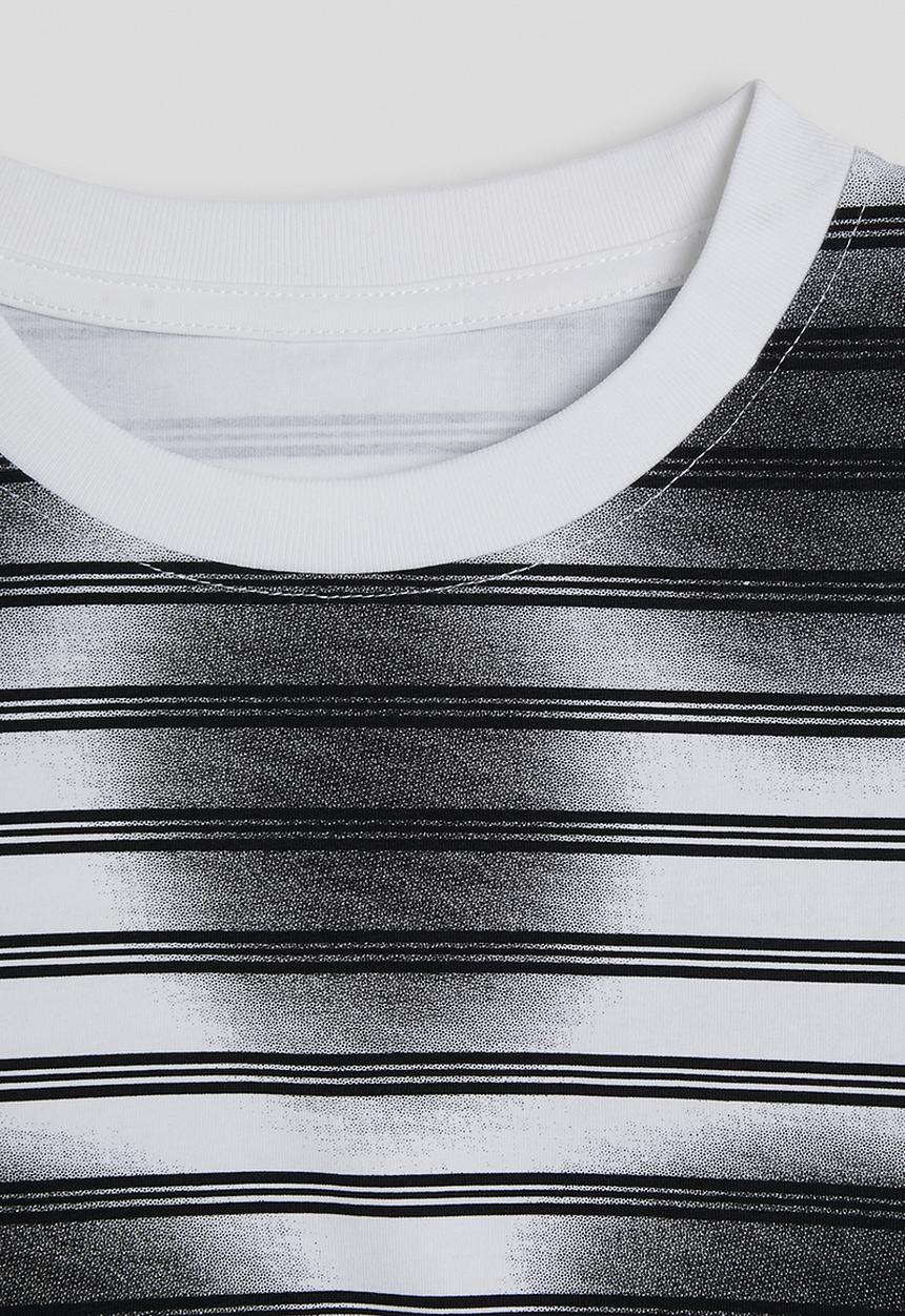 Pop Candy - Striped tee with denim cargo shorts - white/black