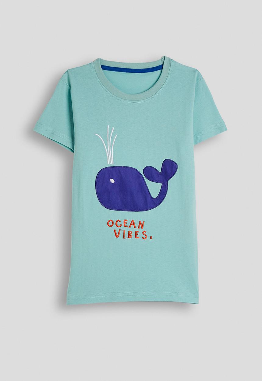 Pop Candy - Whale graphic tee with aop shorts - blue