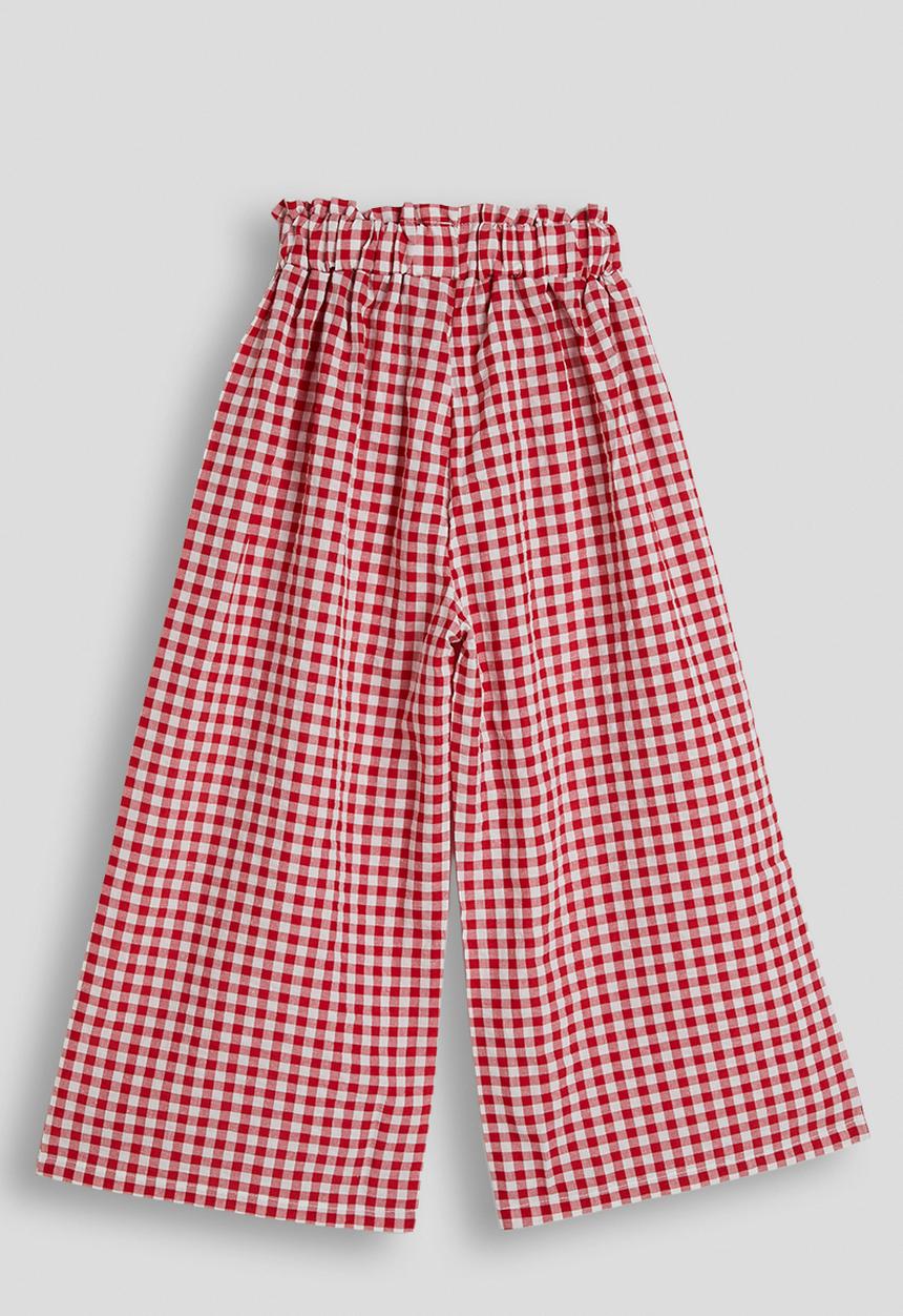 Pop Candy - Gingham wide leg paper bag pants - red