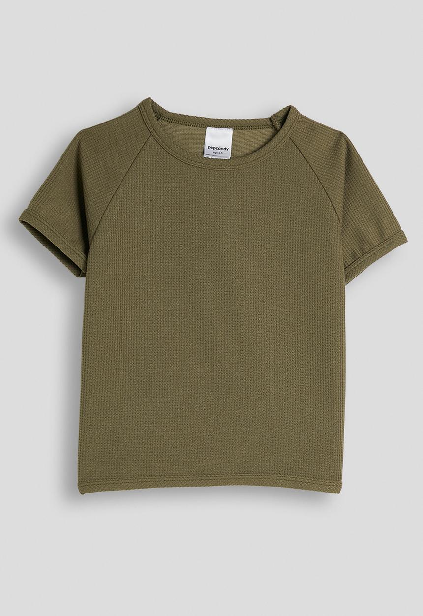 Pop Candy - Waffle knit tee and shorts - olive