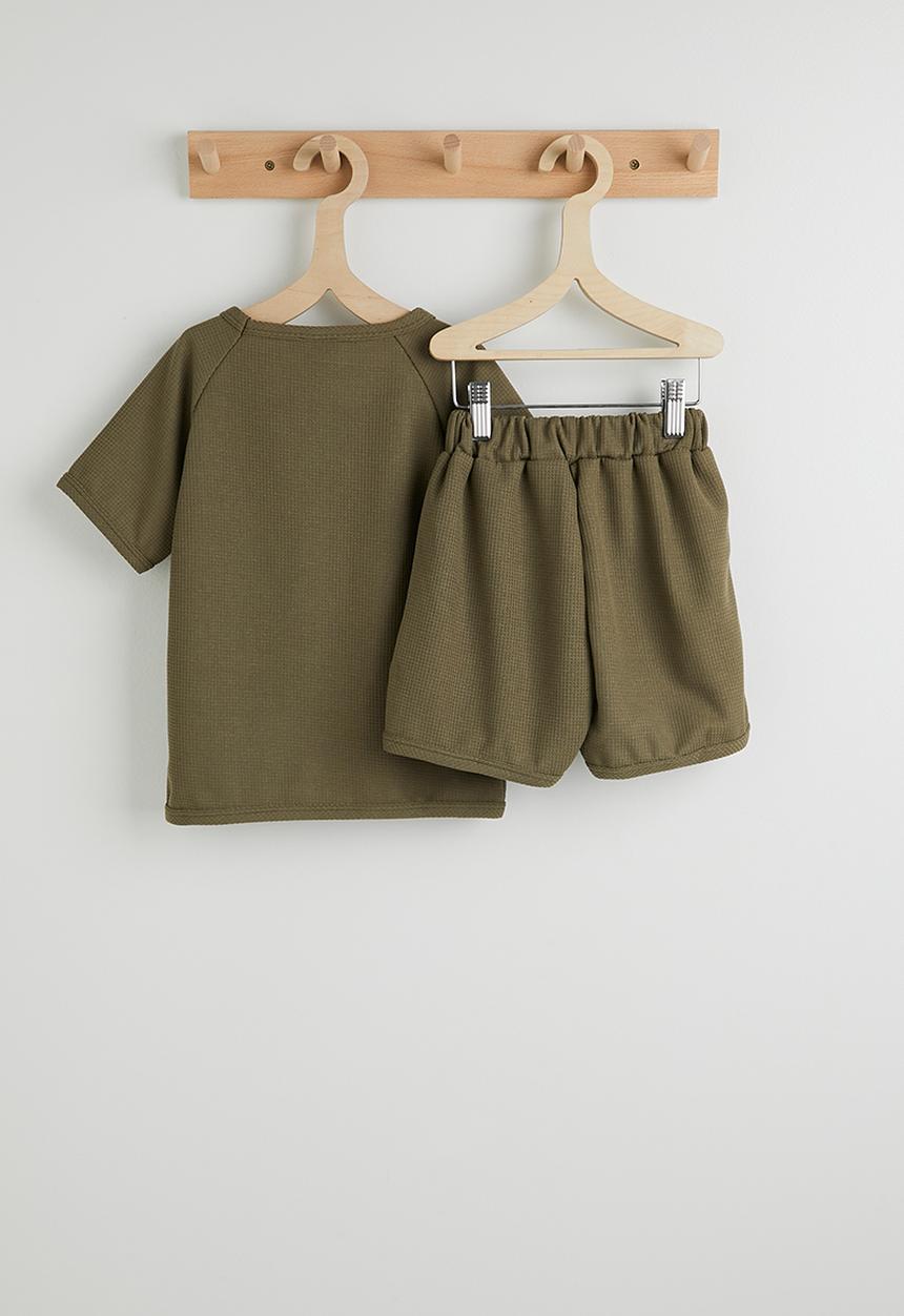 Pop Candy - Waffle knit tee and shorts - olive