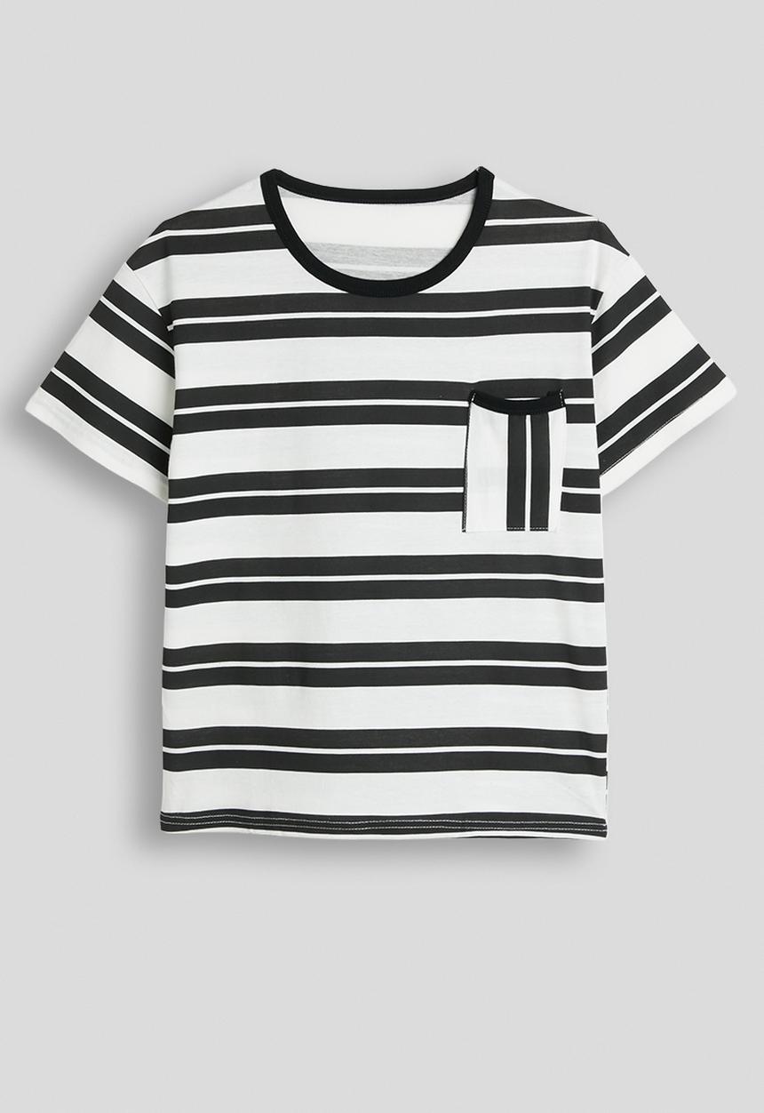 Pop Candy - Striped crew neck tee - black stripes