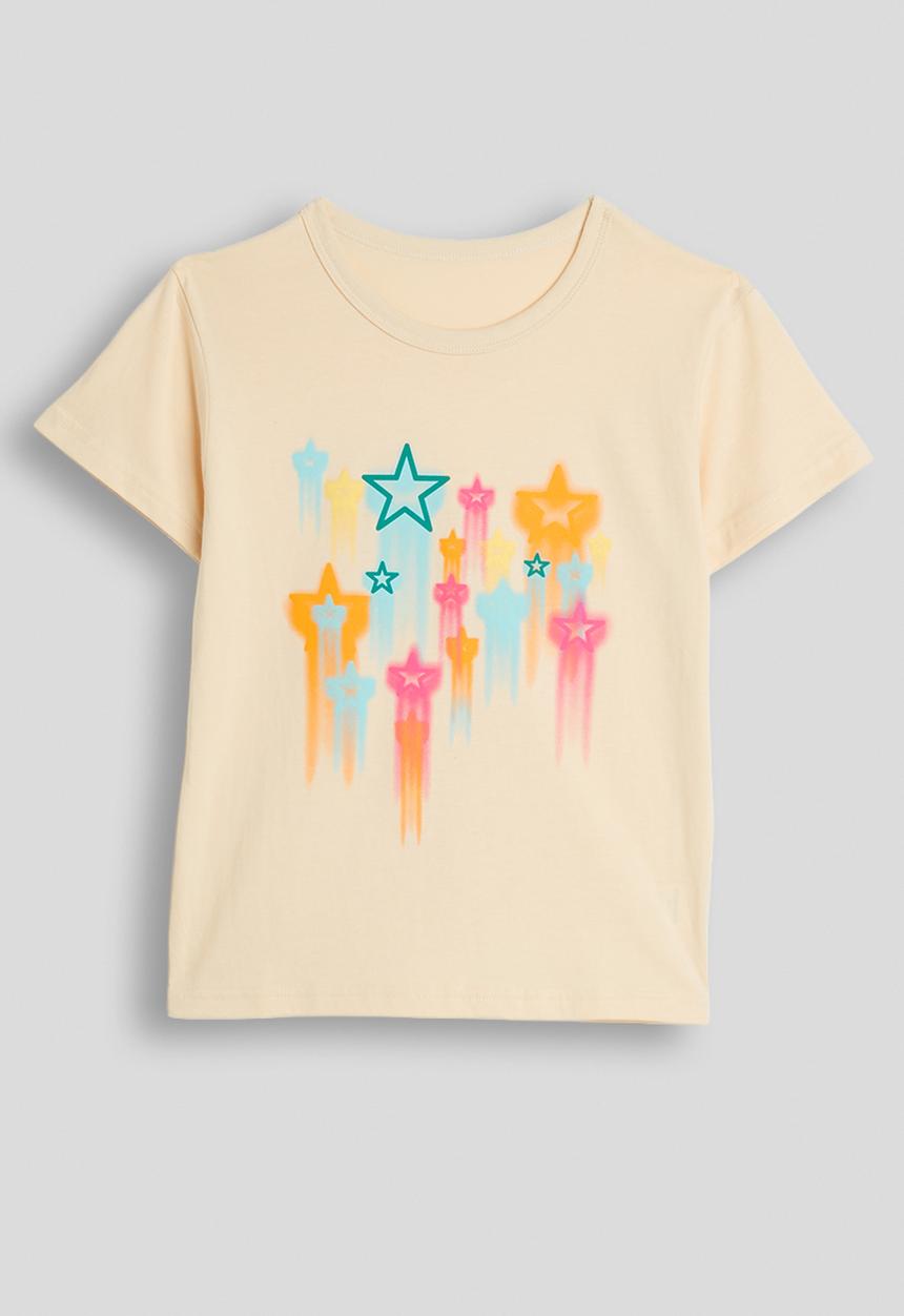 Pop Candy - Shooting stars graphic tee - buttercream