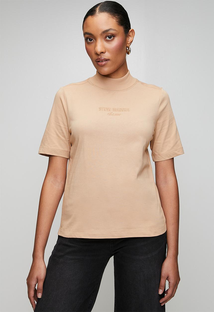 Steve Madden - Ladies kelly high neck T-shirt - caramel