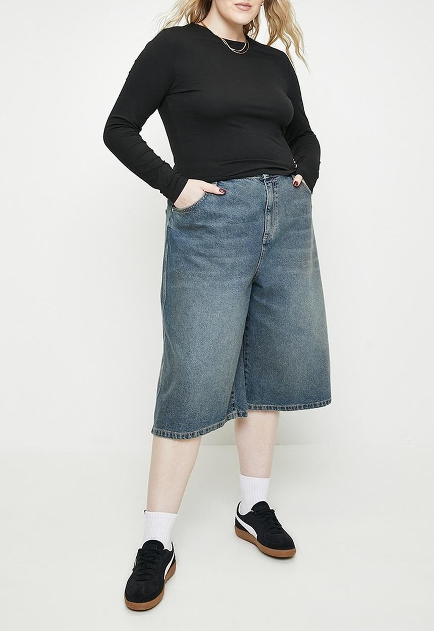 Cotton On - Plus 91 baggy denim jort - logans blue