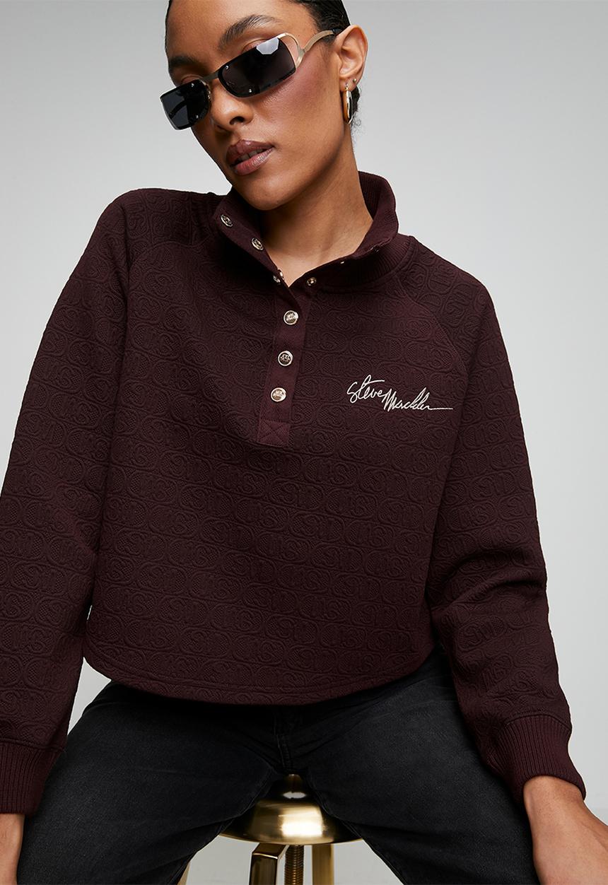 Steve Madden - Ladies janet jacquard henley top - shiraz