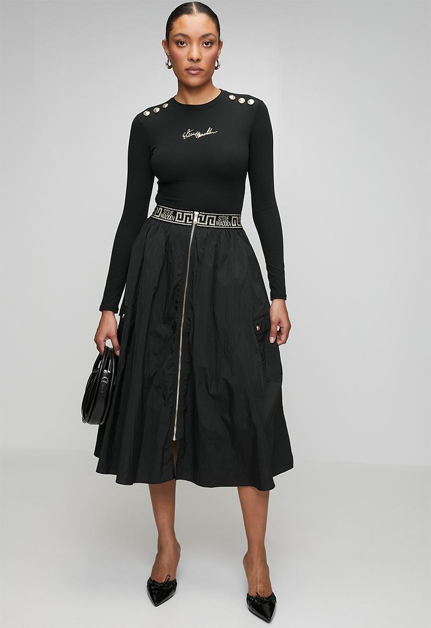 Steve Madden - Ladies betty fit & flare cargo skirt - black
