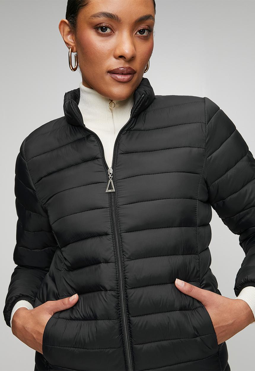 Stella Morgan - Long sleeve Zip Through Comfy Puffer Jacket - Black