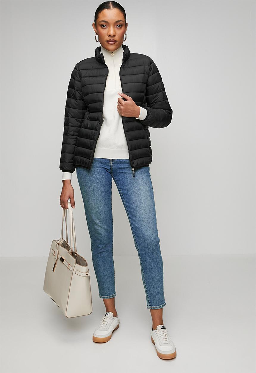 Stella Morgan - Long sleeve Zip Through Comfy Puffer Jacket - Black