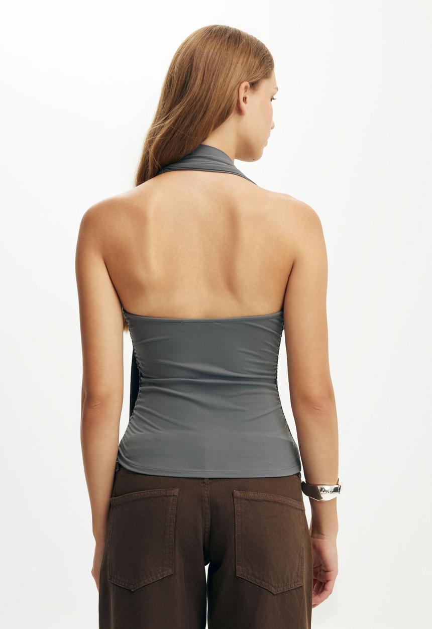 Cotton On - Hold Me Hardware Scarf Halter - Urban Grey