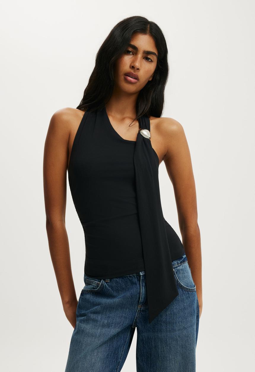 Cotton On - Stella Hardware Scarf Halter - Black