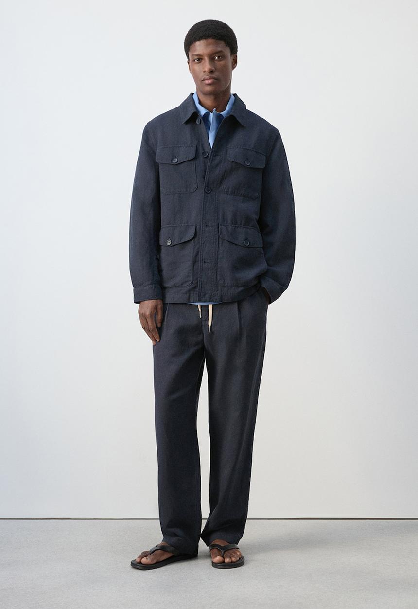 MANGO - Trousers Sants - Navy