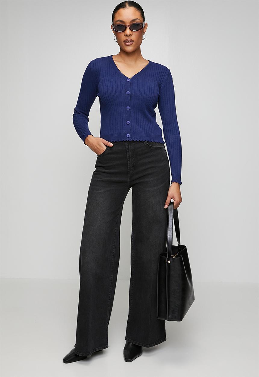 Stella Morgan - Lettuce Trim Cardigan - Navy