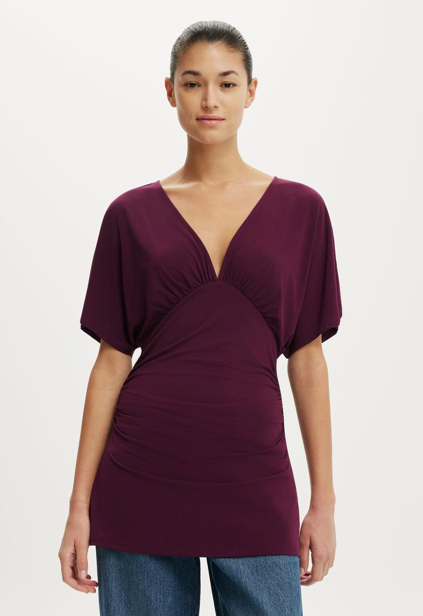 Cotton On - Jana V Neck Tunic - Blackberry Belle