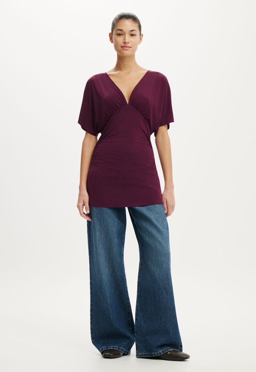 Cotton On - Jana V Neck Tunic - Blackberry Belle