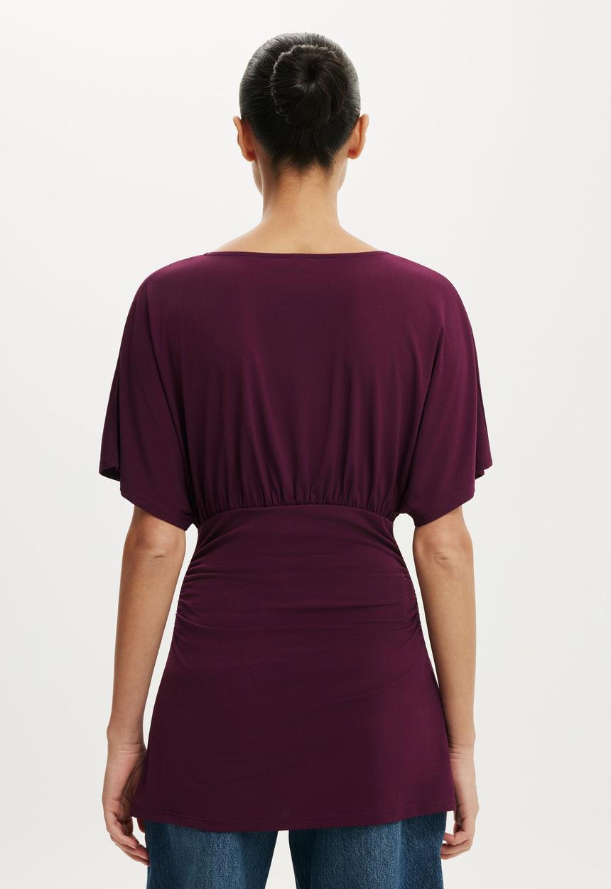 Cotton On - Jana V Neck Tunic - Blackberry Belle