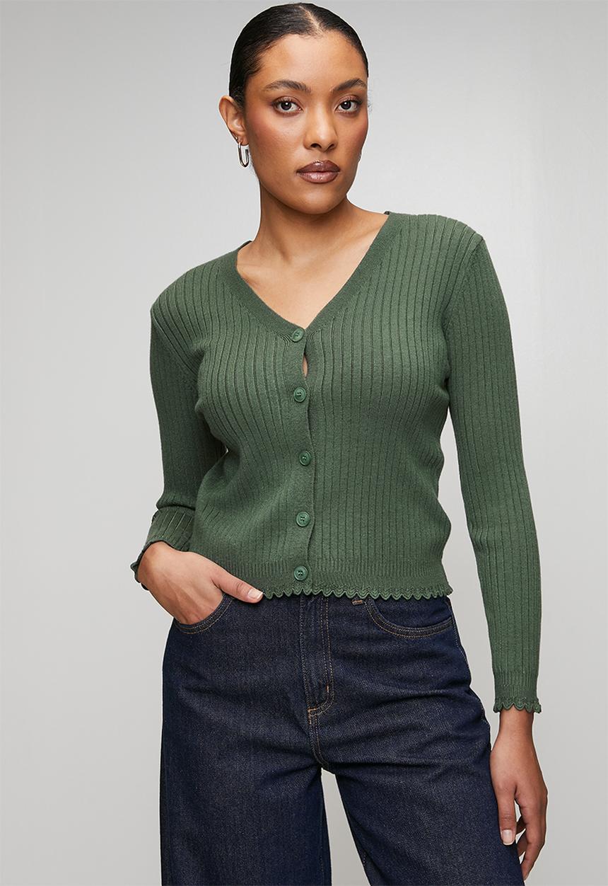Stella Morgan - Lettuce Trim Cardigan - Green