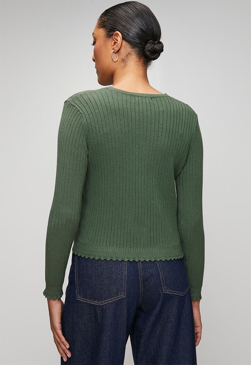 Stella Morgan - Lettuce Trim Cardigan - Green