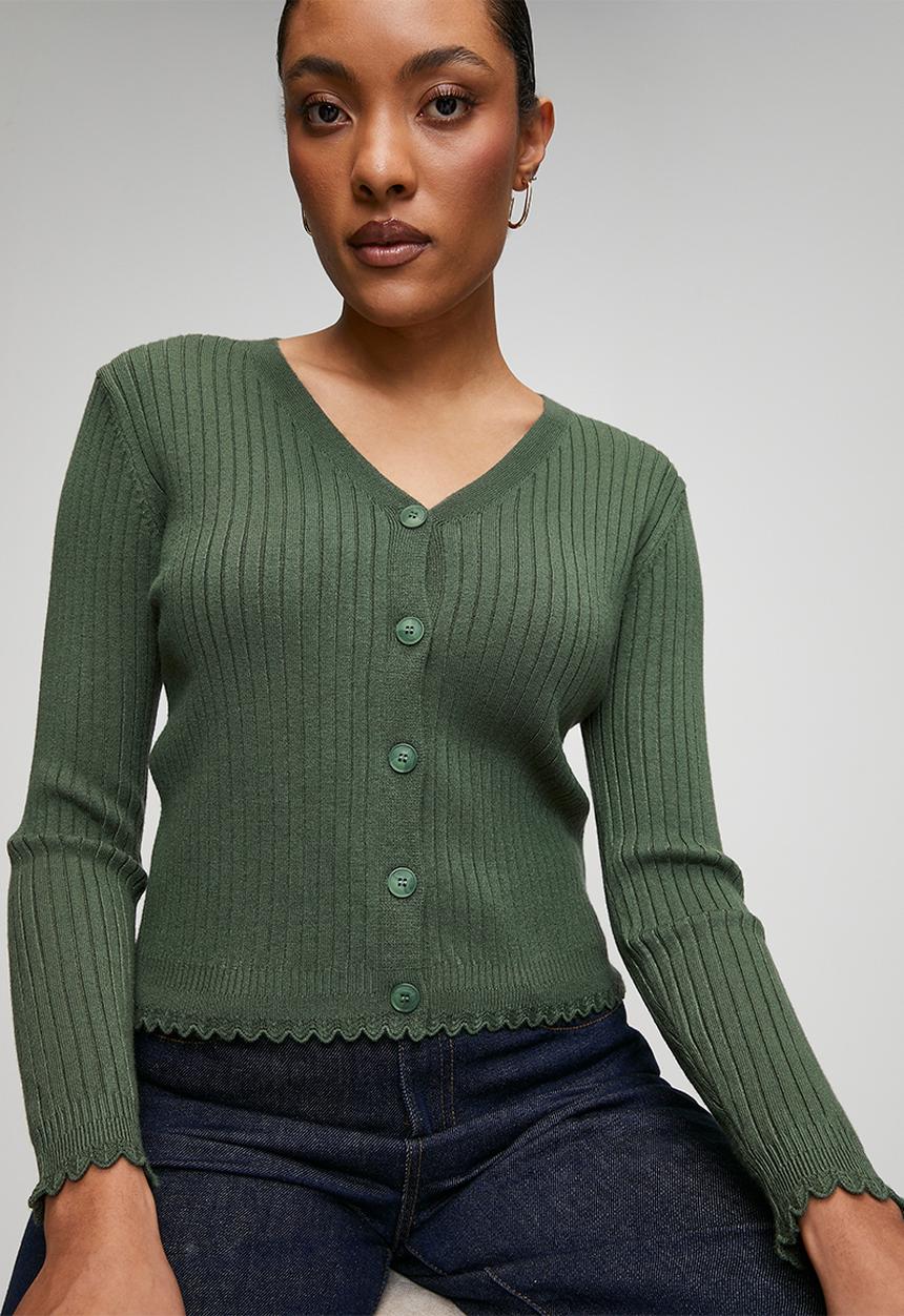 Stella Morgan - Lettuce Trim Cardigan - Green
