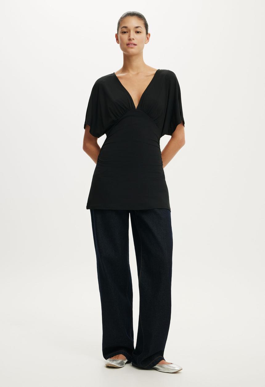 Cotton On - Jana V Neck Tunic - Black