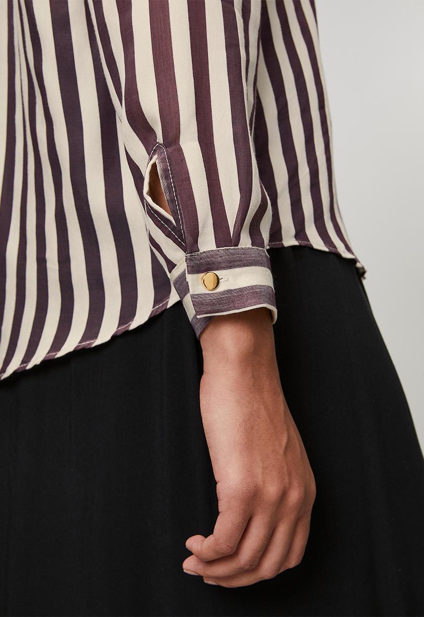 Trendyol - Fit Striped Woven Shirt - Plum
