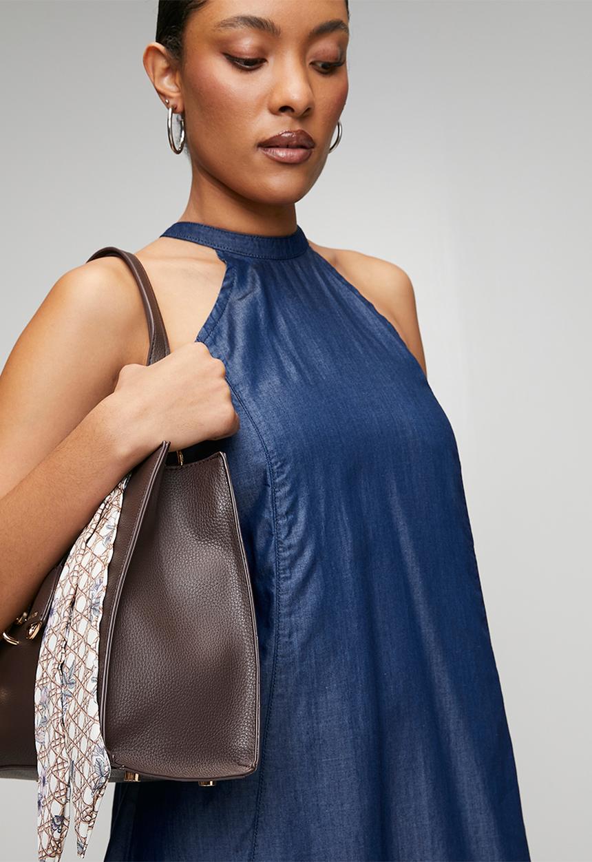 Trendyol - Maxi Tencel Denim Dress - Dark Blue