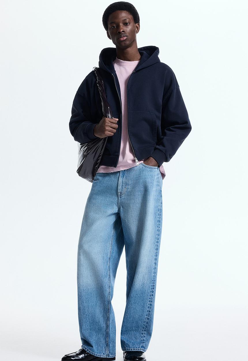 H&M - Oversized fit zip-through hoodie - dark blue