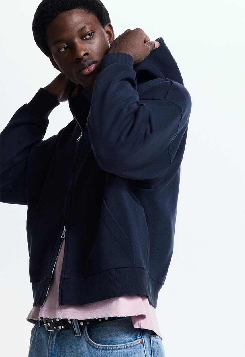 H&M - Oversized fit zip-through hoodie - dark blue