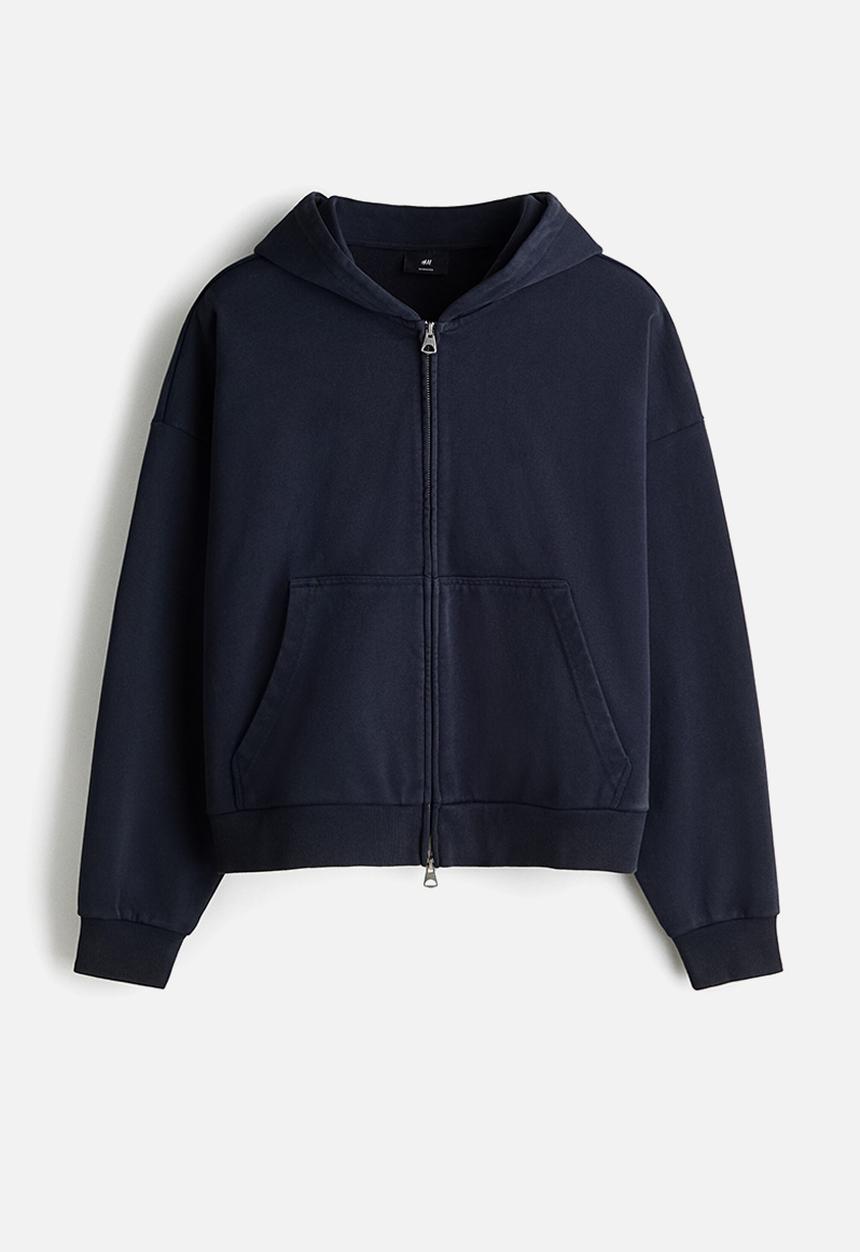 H&M - Oversized fit zip-through hoodie - dark blue