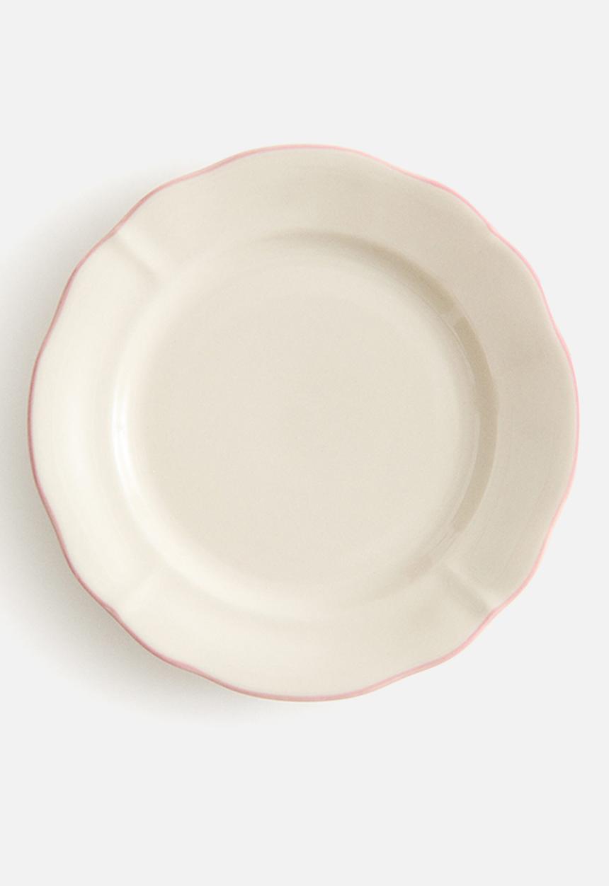 H&M - Stoneware starter plate - light beige/pink