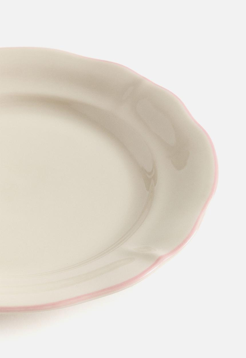 H&M - Stoneware starter plate - light beige/pink