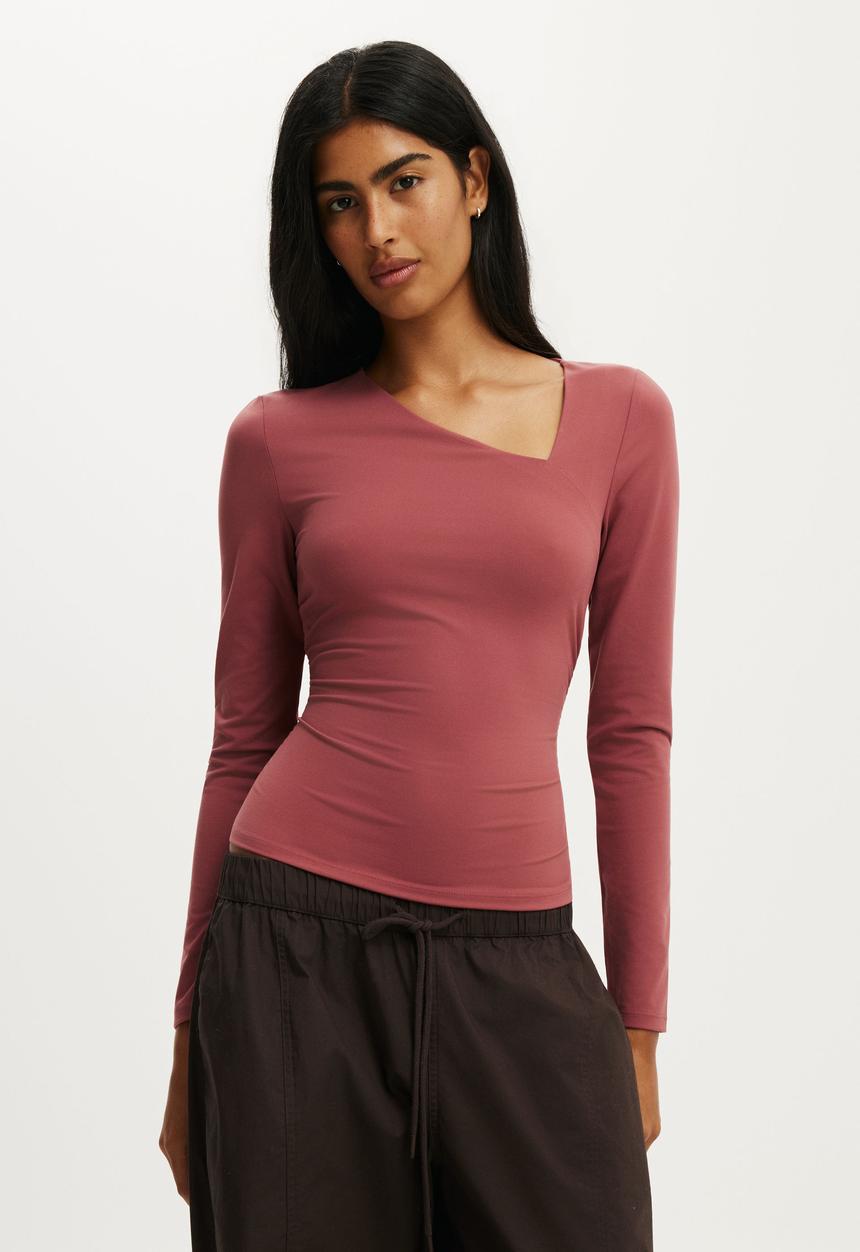 Cotton On - Tully Drape Long Sleeve - Warm Clay