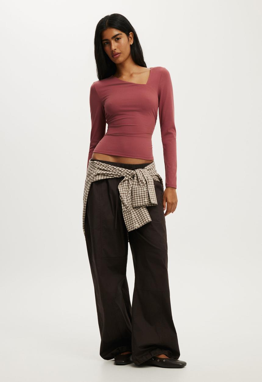 Cotton On - Tully Drape Long Sleeve - Warm Clay