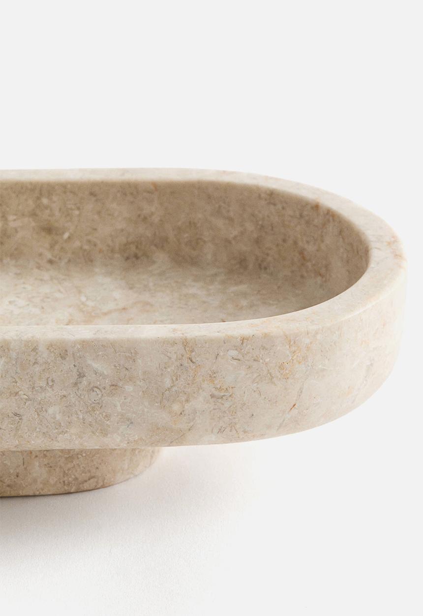 H&M - Oval marble plate - light beige/marbled