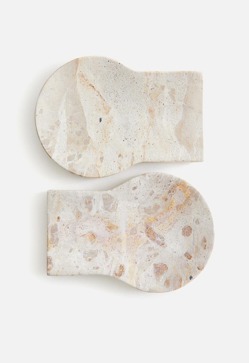 H&M - Marble spoon rest - light beige/marbled