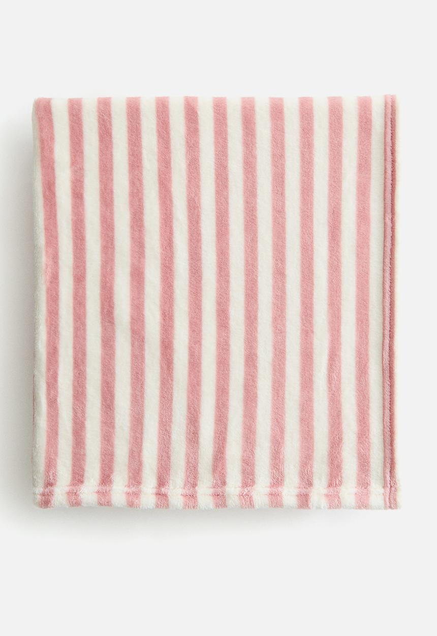 H&M - Striped fleece blanket - pink/striped