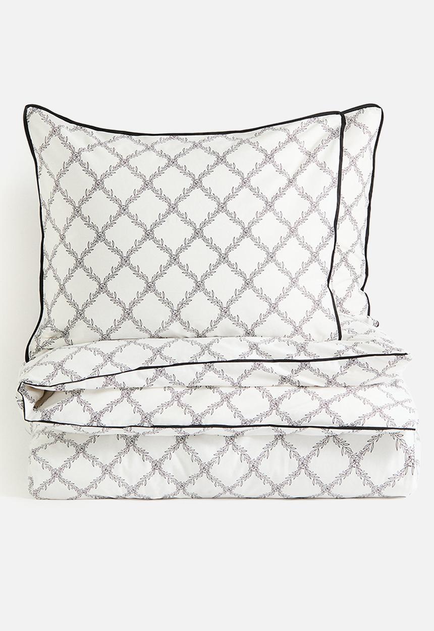 H&M - Cotton double/king duvet cover set - white/checked