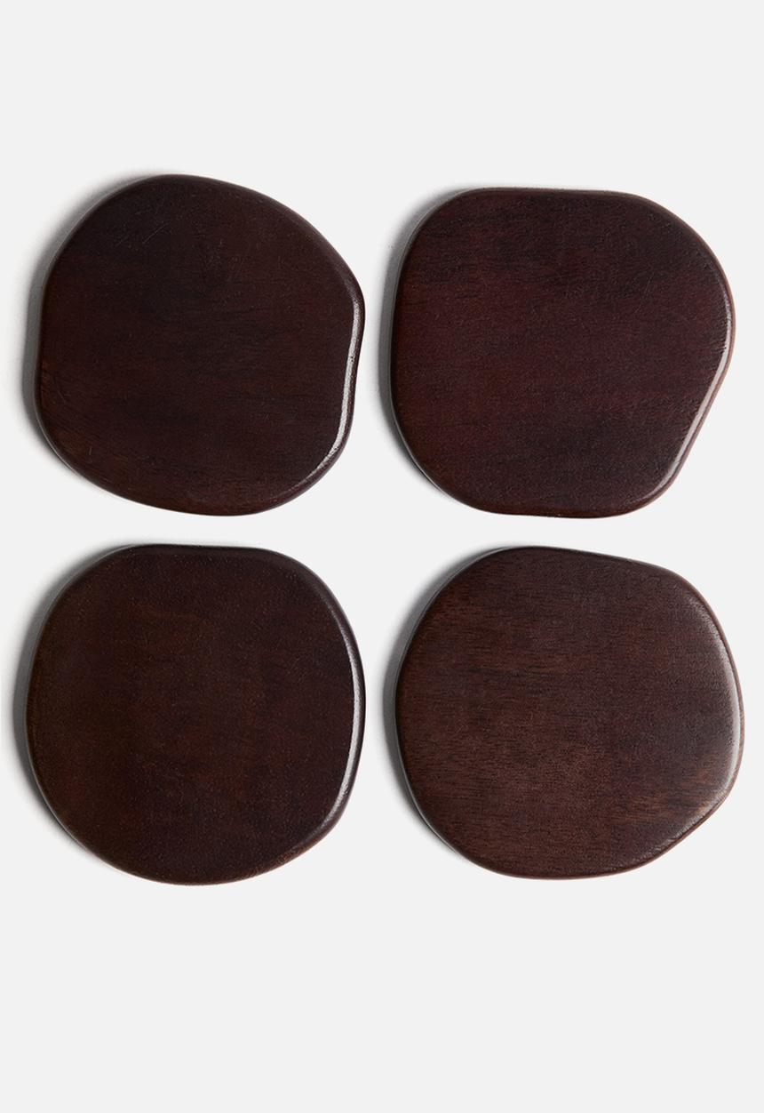 H&M - 4-pack wooden coasters - dark brown