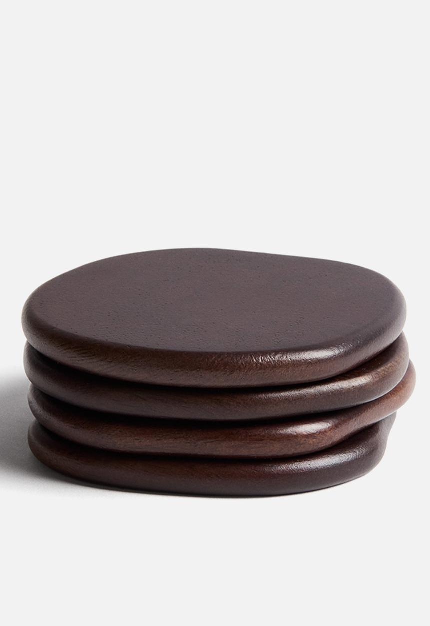 H&M - 4-pack wooden coasters - dark brown